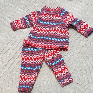 Patagonia Red and Blue Baby Fleece Outfit